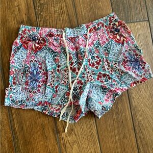 Gap Floral Print Drawstring Linen Mini Shorts Size M
